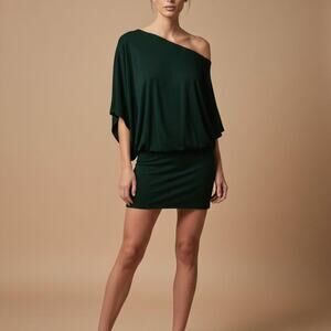 Sisley Paris Draped Emerald Green Mini Dress